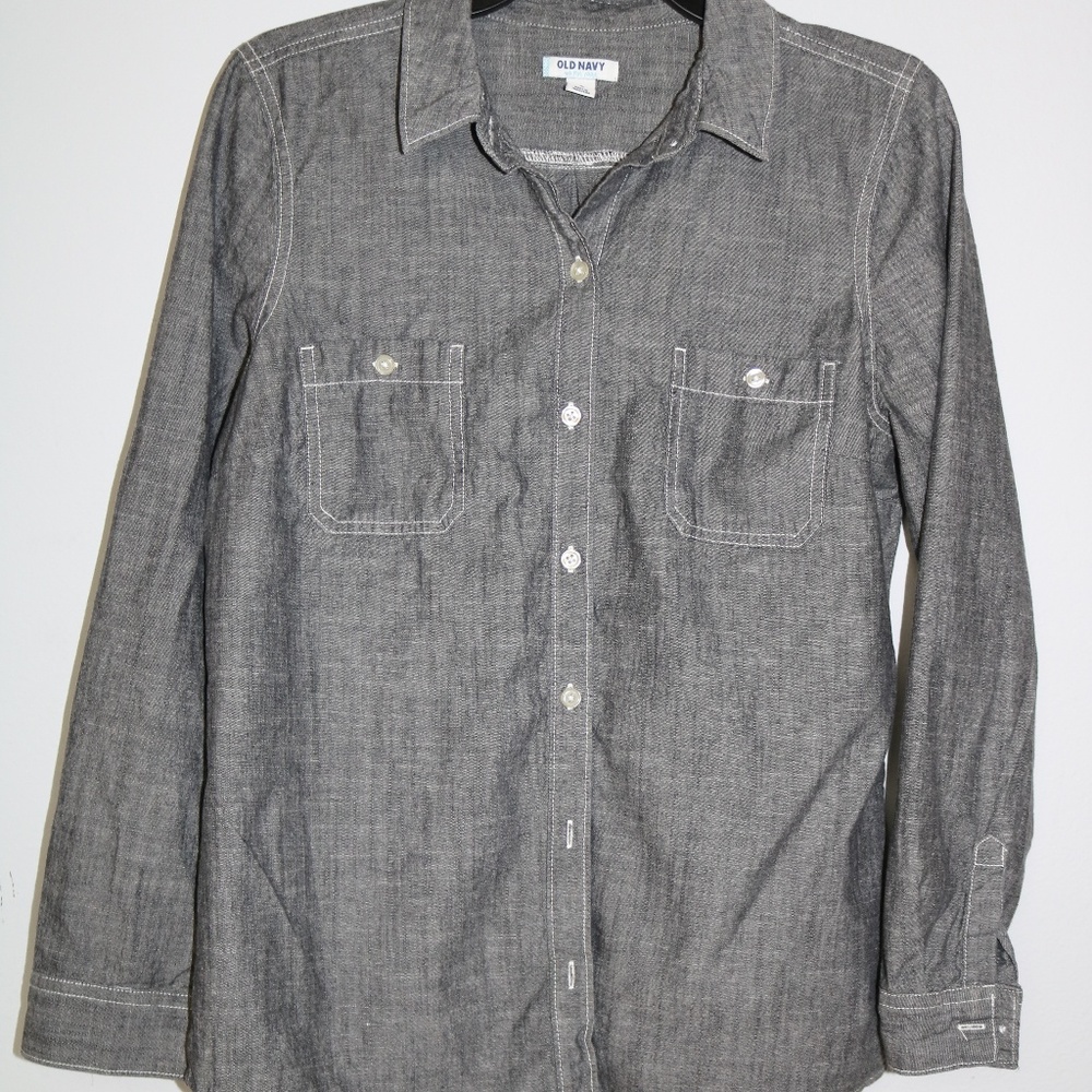 Off Black/Gray Denim Long-Sleeved Shirt